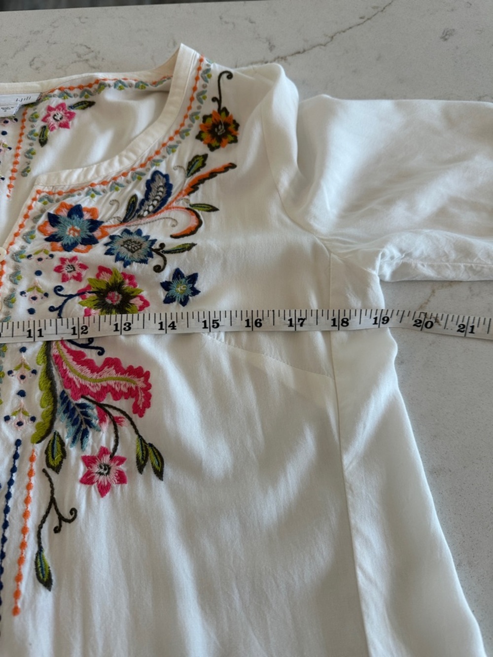 J. Jill Cream Tunic with Bright Floral Embroidery - Picture 9 of 10